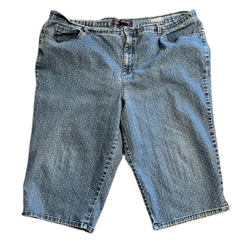 Gloria Vanderbilt Plus Size Polka Dot Amanda Capri Denim Shorts